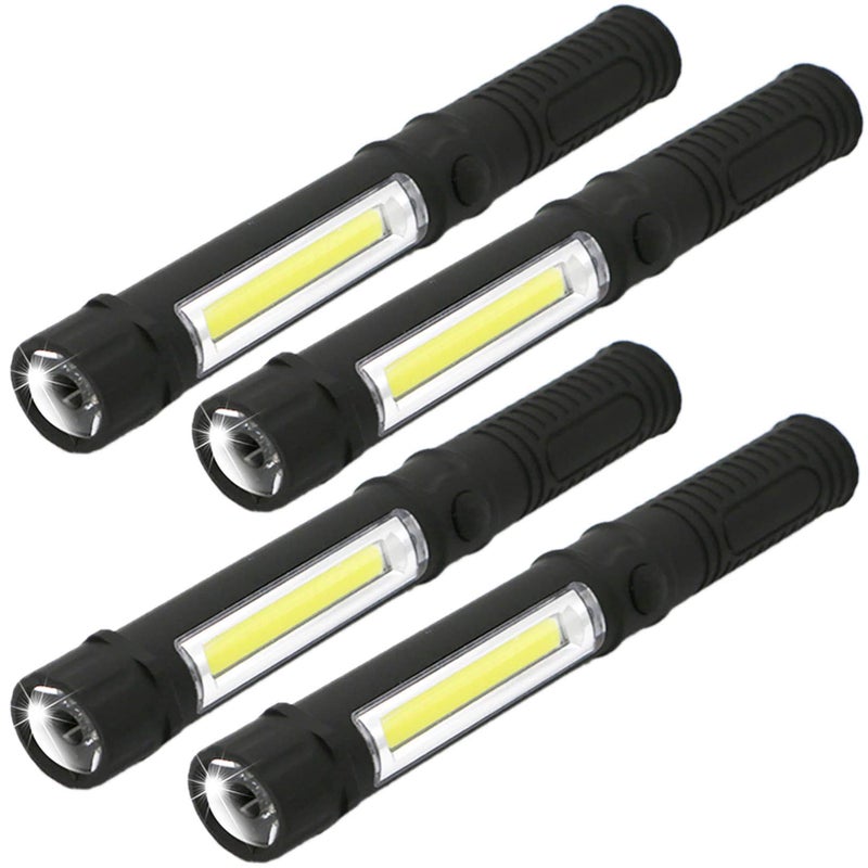 WUTL COB LED Work Flashlight with Magnetic Base and Clip Multi-Function Pocket Pen Light Inspection Work Light, 4 PCS - Image 1